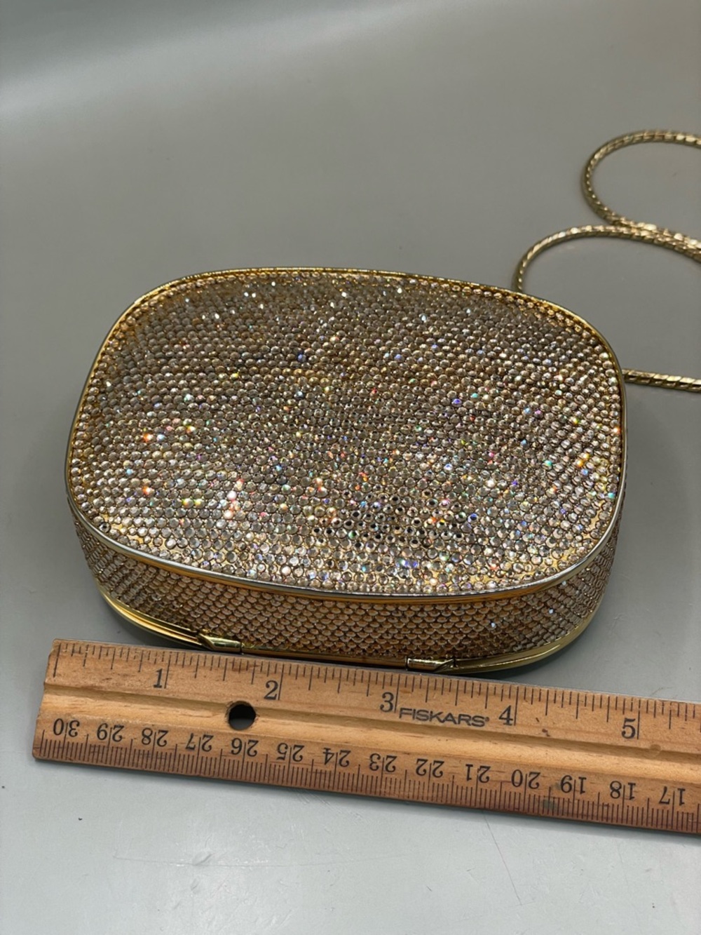 JUDITH LEIBER READ! USED Floral Swarovski Crystals GoldTone Shoulder Bag/Purse - Picture 8 of 15